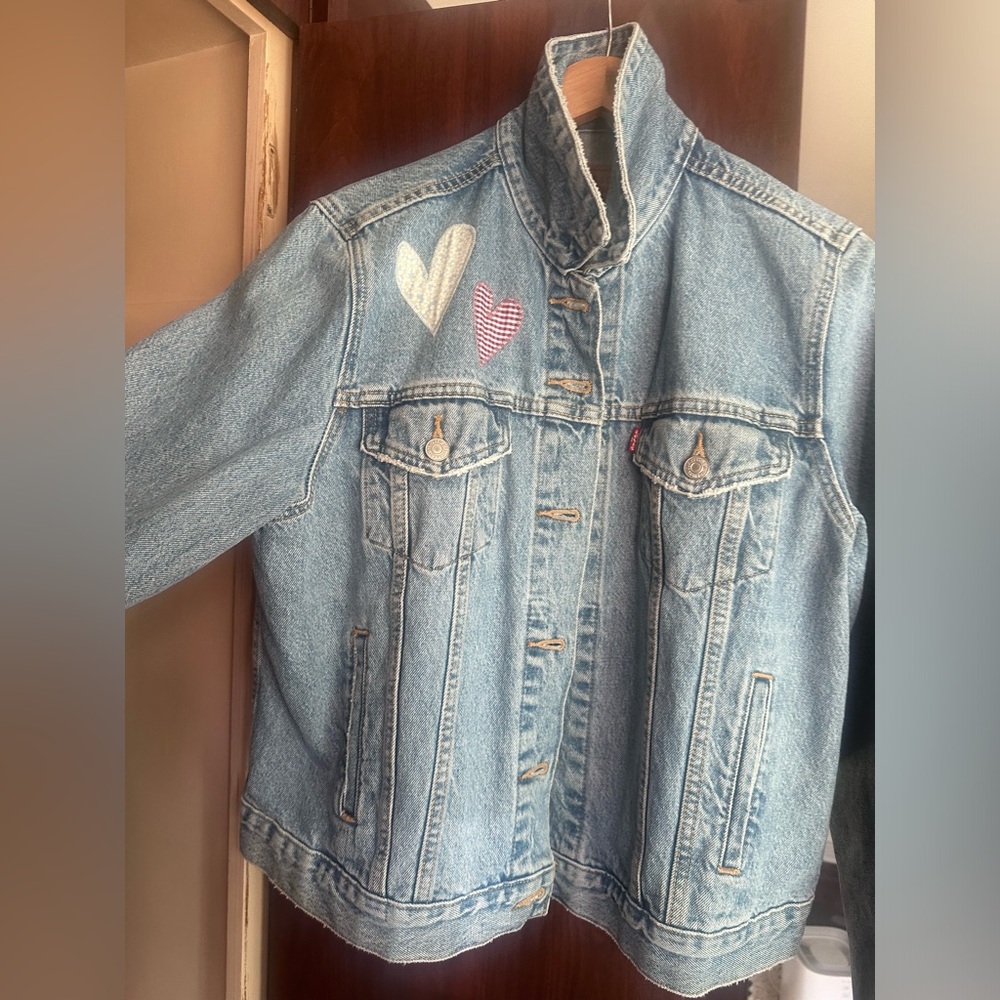 Levi’s Women’s Denim Jacket With Patchwork Hearts… - image 2